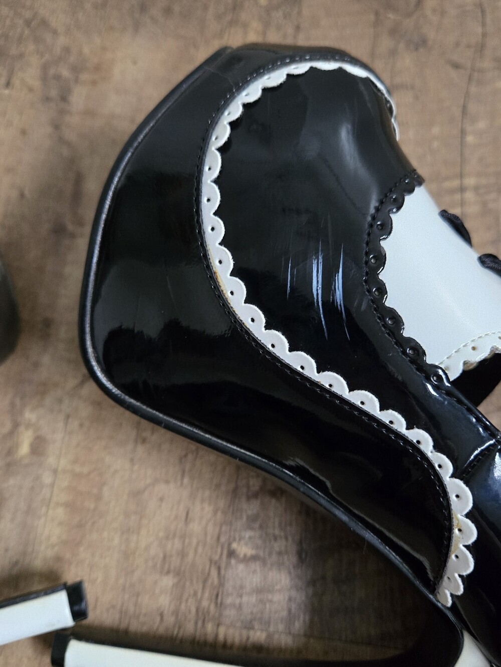 Bordello Teeze-01 Black And White High Heel Platform Pumps Shoes - Picture 6 of 16